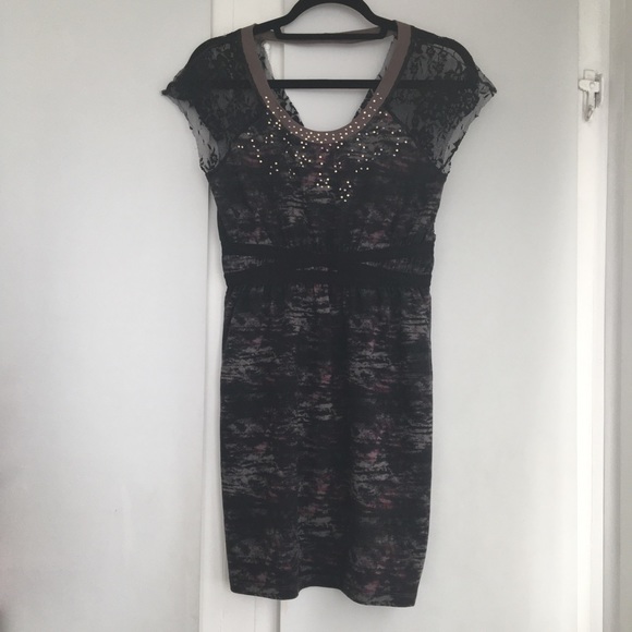 Free People black, gray & dark pink dress. Small - Picture 2 of 16